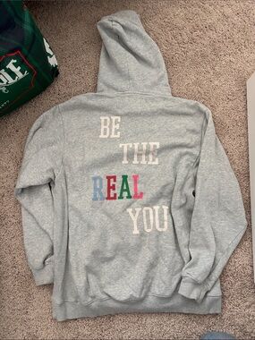 Aerie gray hoodie "BE THE REAL YOU" Back Print